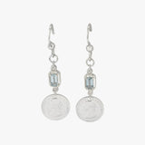 Maeve Sky Blue Topaz Coin Hook Earrings
