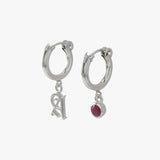 Birthstone and Initial Hoop Earrings