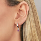 Birthstone and Initial Hoop Earrings