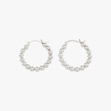 Medium Bead Lever Hoop Earrings