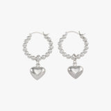 Puffy Heart Bead Lever Hoop Earrings