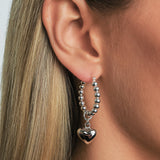 Puffy Heart Bead Lever Hoop Earrings