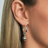 Puffy Heart Pearl Thick Lever Hoop Earrings