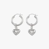 Puffy Heart Thick Lever Hoop Earrings