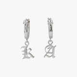 Old English Initial Lever Hoop Earrings