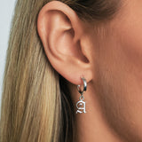 Old English Initial Lever Hoop Earrings