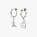 Old English Initial Lever Hoop Earrings