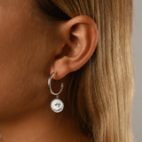 Open hoop hook studs with mini coin - 2mm x 17mm