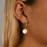 Open hoop studs with mini coin - 2mm x 10mm