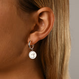 Open hoop studs with mini coin - 2mm x 10mm