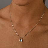 Fine box chain necklace with mini padlock