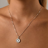 Fine box chain necklace with round St Christopher