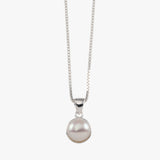 Fine box chain necklace with round pearl (8mm)