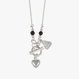 Garnet Puffy Heart Necklace