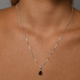 Fine box chain necklace with pear garnet
