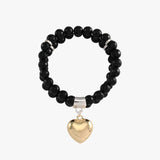 Black Onyx Double Stretchy Bracelet with Heart