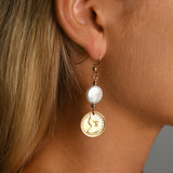 Coin & keshi pearl earrings