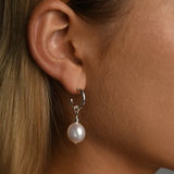 Open hoop studs with Baroque pearl
