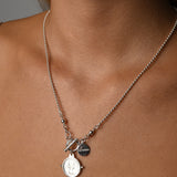 Fine ball chain necklace with threepence