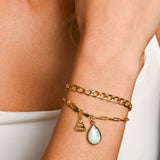 Pear Larimar Clip Chain Bracelet