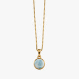 Round Larimar Box Chain Necklace