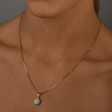 Round Larimar Box Chain Necklace