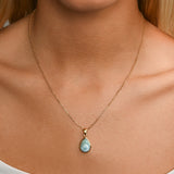 Adjustable Necklace with Pear Larimar