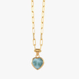 Heart Larimar Clip Chain Necklace