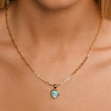 Heart Larimar Clip Chain Necklace