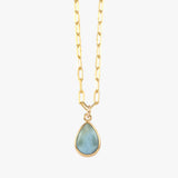 Pear Larimar Clip Chain Necklace