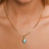 Pear Larimar Clip Chain Necklace