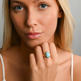 Oval Larimar Ring (14x10mm)