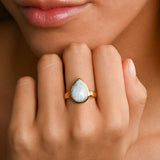 Pear Larimar Ring (14x10mm)