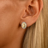 Oval Scarab Beetle Diamond Halo Studs