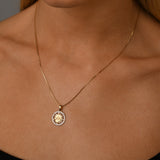 Diamond Framed Sunface Necklace