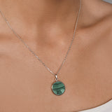 Adjustable Necklace with Round Malachite