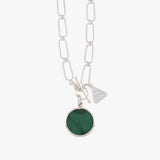 Round Malachite Twisted Clip Chain Necklace