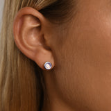 Cased moonstone round studs
