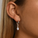 Open hoops studs with moonstone