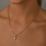 Fine box necklace with pear moonstone