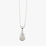 Fine box necklace with pear moonstone