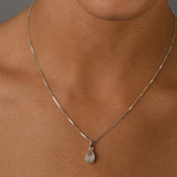 Fine box necklace with pear moonstone