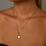 Box chain necklace with toggle and moonstone