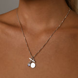 Box chain necklace with toggle and moonstone