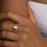 Pear moonstone ring