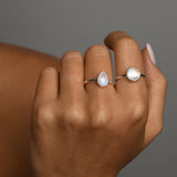 Pear moonstone ring