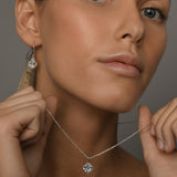 Sky Blue Topaz Clover Belcher Necklace