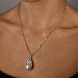 Large Baroque Pearl Clip Chain Necklace