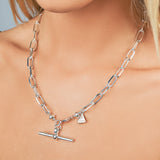 Large Clip Chain T-Bar Necklace