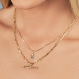Fine Clip Chain T-Bar Necklace
